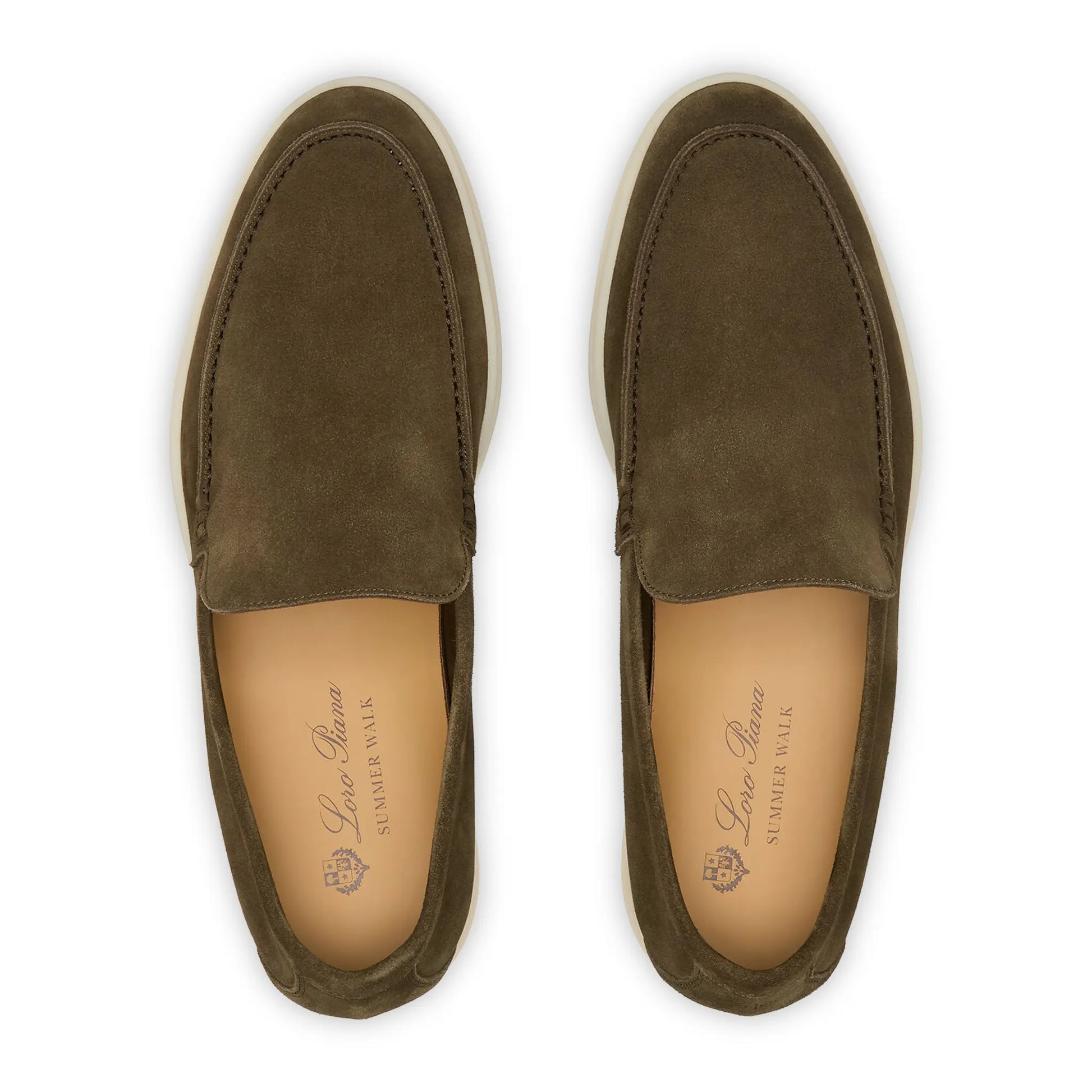 Loro Piana Summer Walk Suede Grey Moss Loafers