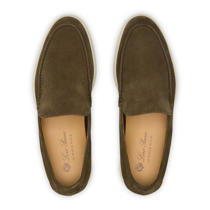 Loro Piana Summer Walk Suede Grey Moss Loafers