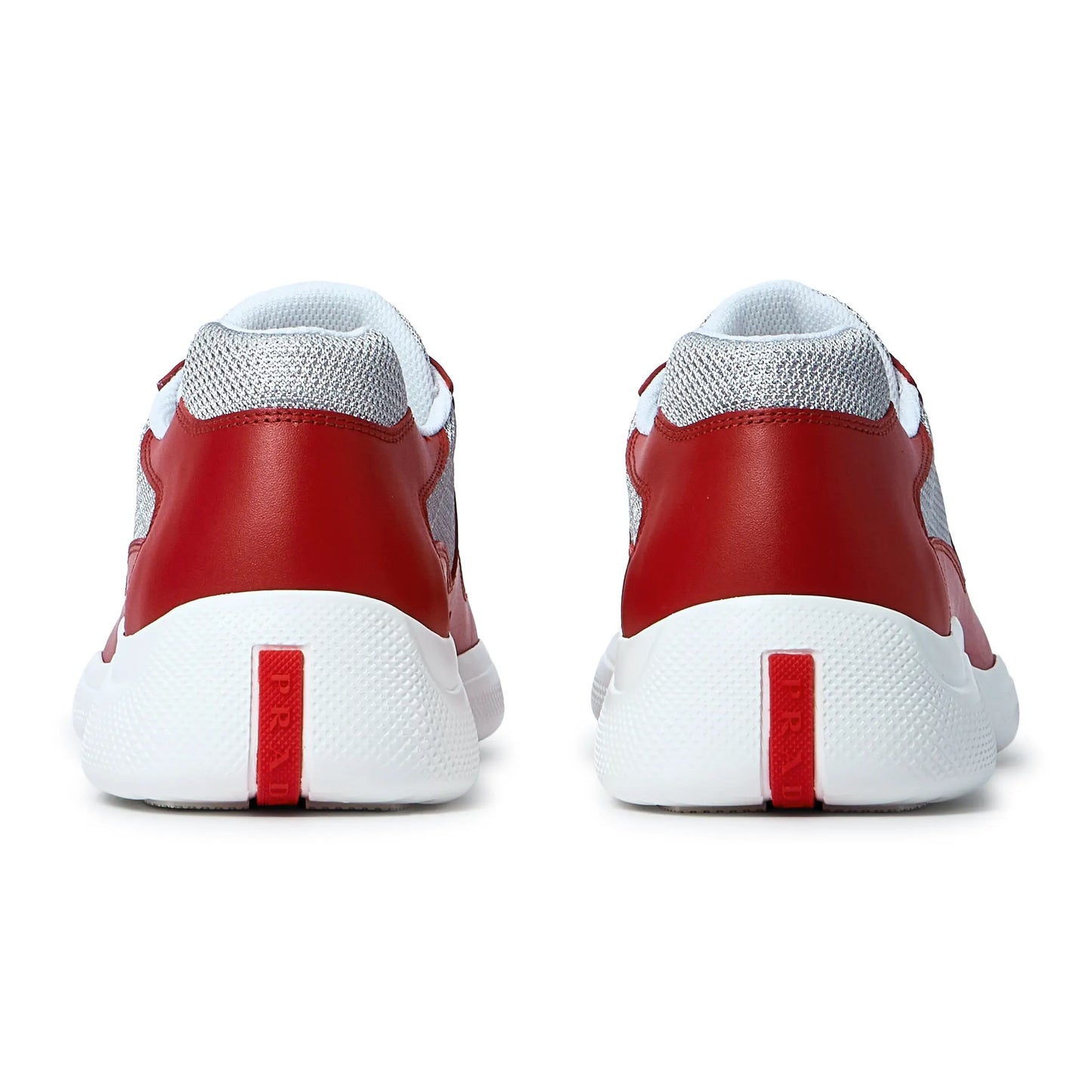 Prada Americas Cup Soft Rubber And Bike Fabric Red Silver Sneaker