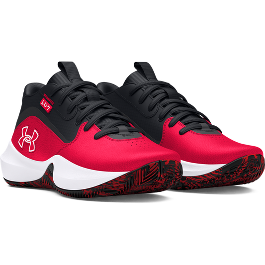 Big Kids' Under Armour Lockdown 7 Basketball Shoes "Red Black White"
